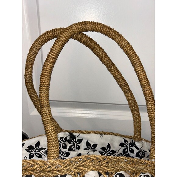 Sondra Roberts Squared Women’s Large Basket Tote Bag Beach Summer French